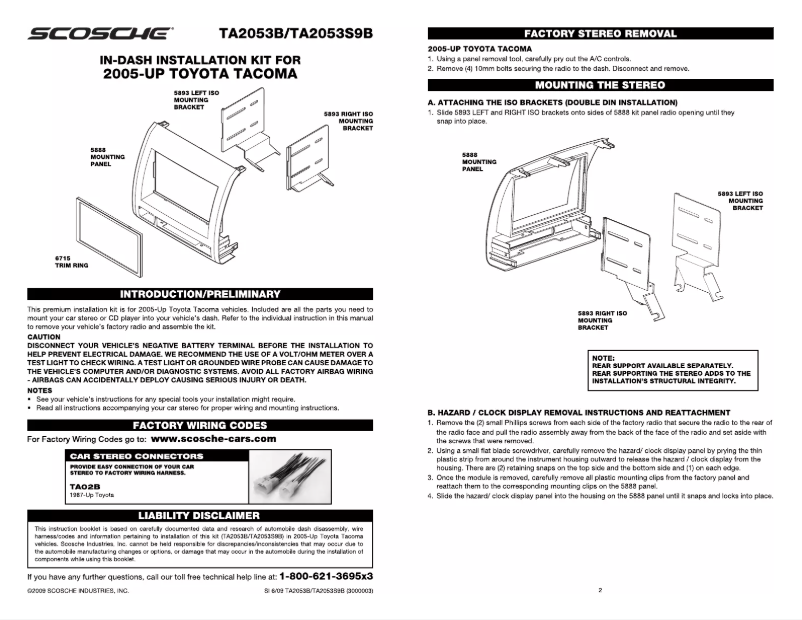 Page 1 de la notice Manuel utilisateur Scosche TA2053B