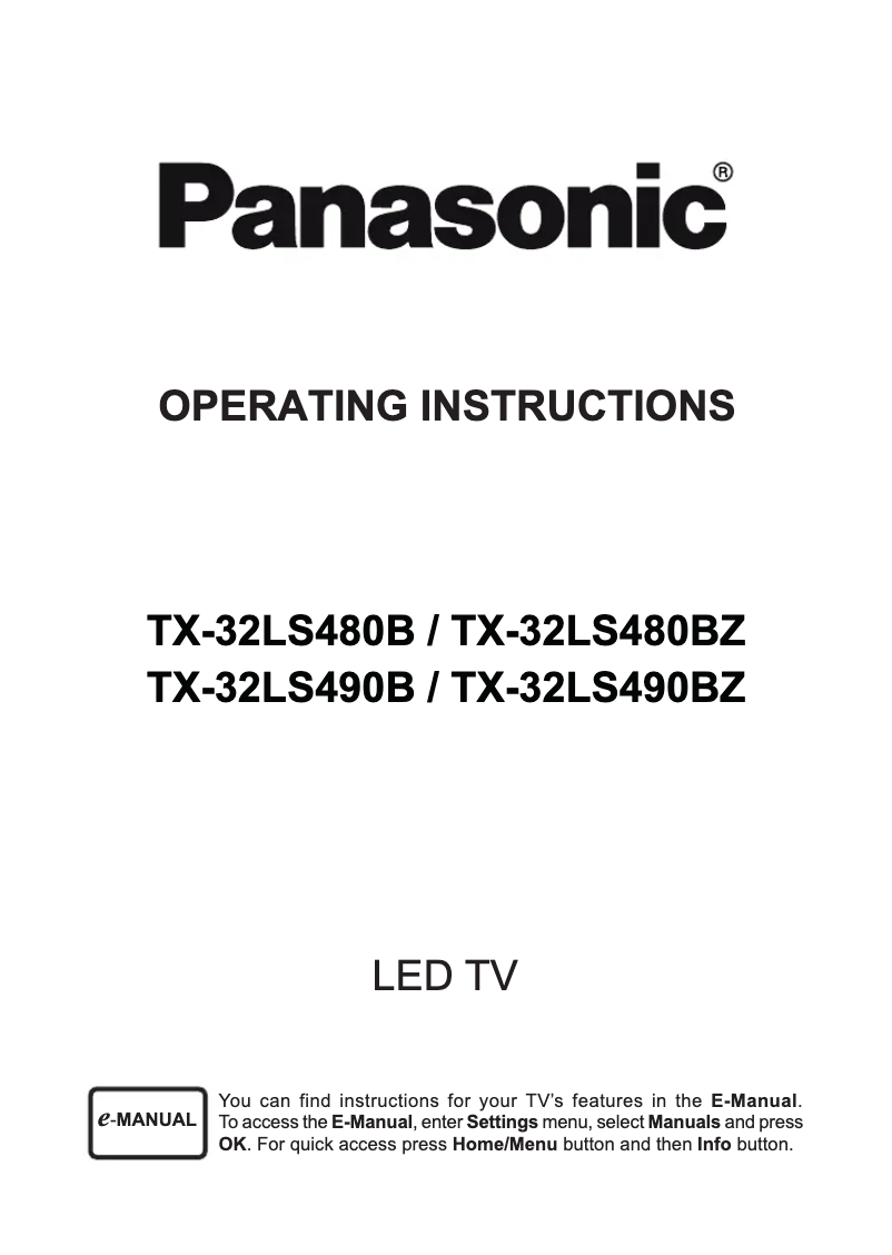 Page 1 of the manual User Manual Panasonic TX-32LS480B