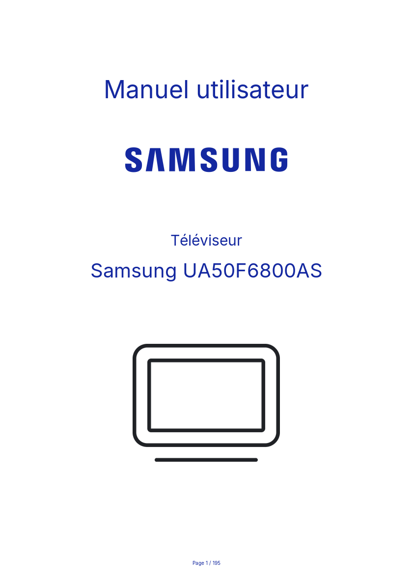 Page n°1 - Manuel utilisateur Samsung UA50F6800AS