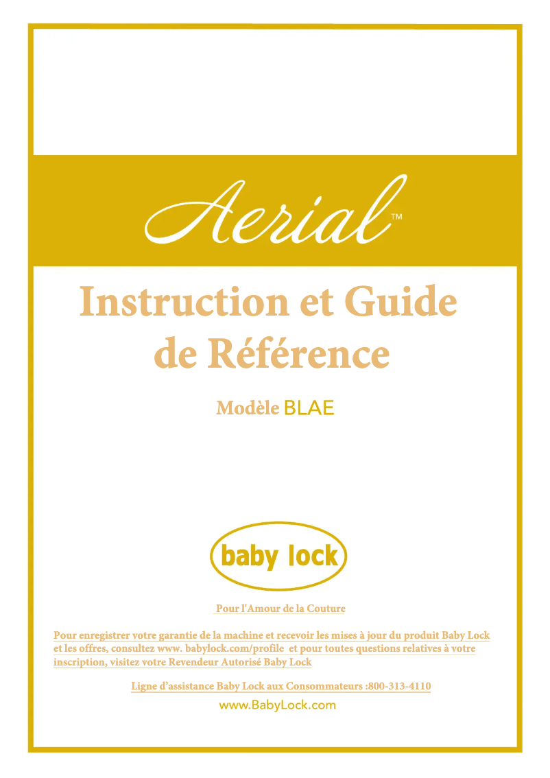 Page 1 de la notice Manuel utilisateur Baby Lock Aerial