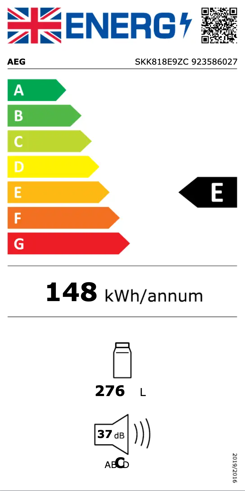 Page n°1 - Label énergétique AEG SKK818E9ZC