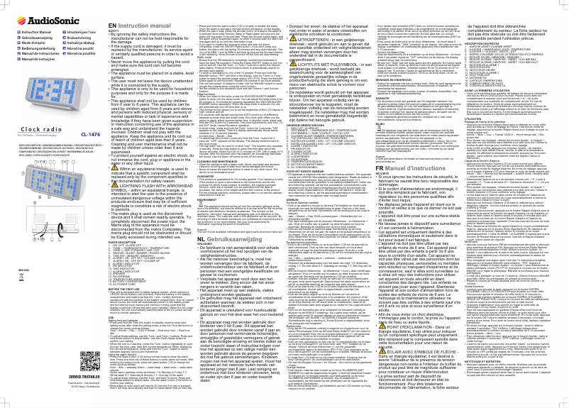 Page 1 de la notice Manuel utilisateur AudioSonic CL-1476