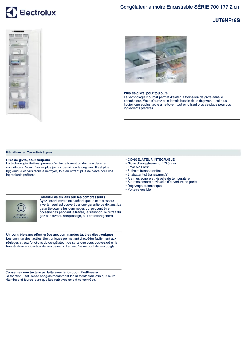 Page n°1 - Fiche technique Electrolux LUT6NF18S