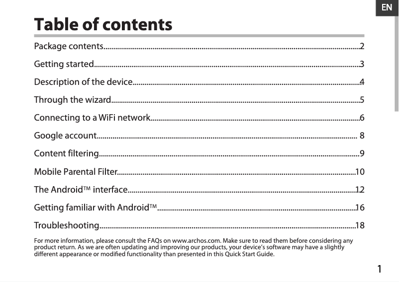Image de la première page du manuel de l'appareil ChildPad 101