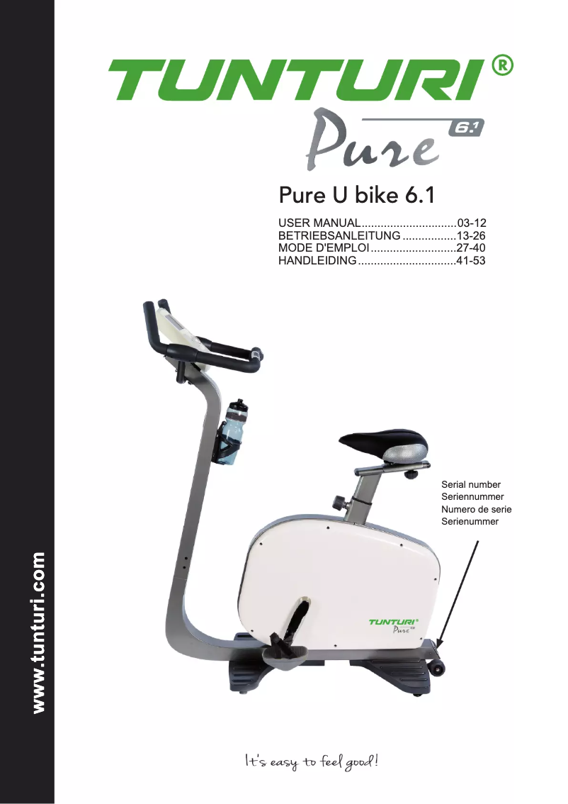 Página 1 del manual Manual de usuario Tunturi Pure U Bike 6.1
