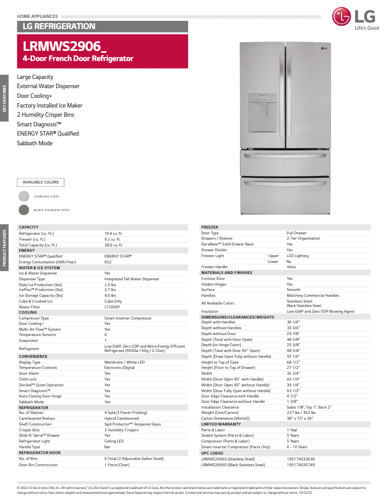 Image de la première page du manuel de l'appareil LRMWS2906S