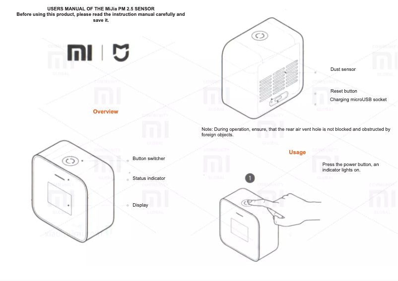 Page n°1 - Manuel utilisateur Xiaomi Mi PM2.5