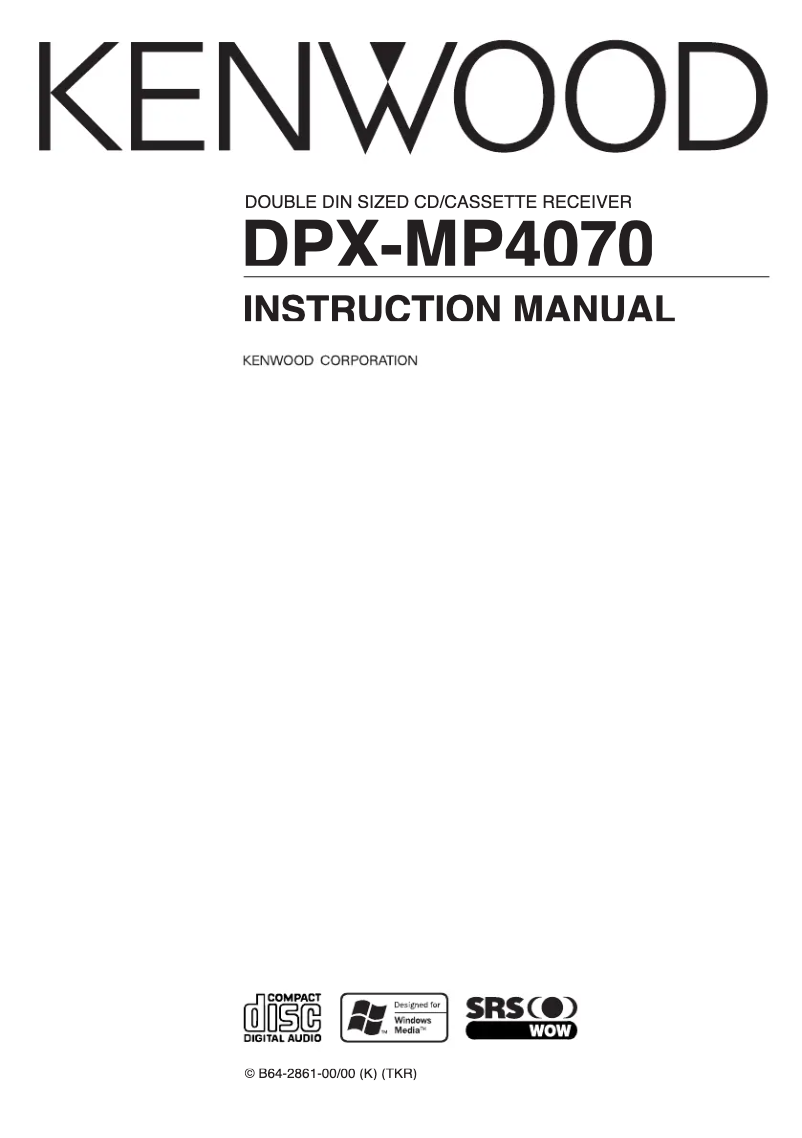 Page 1 de la notice Manuel utilisateur Kenwood DPX-MP4070
