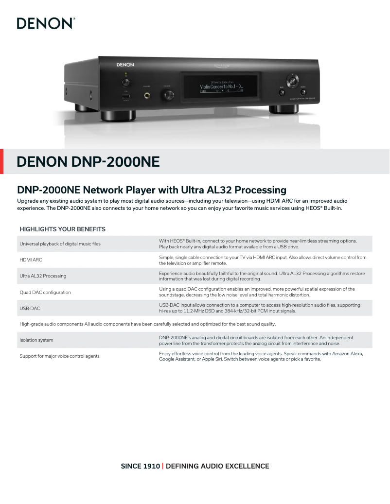 Page n°1 - Fiche technique Denon DNP-2000NE
