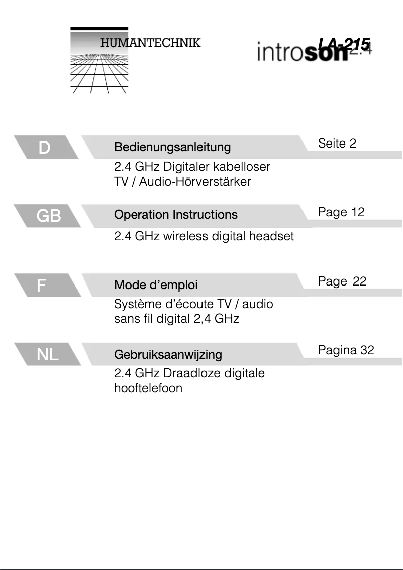 Image de la première page du manuel de l'appareil Introson 2.4