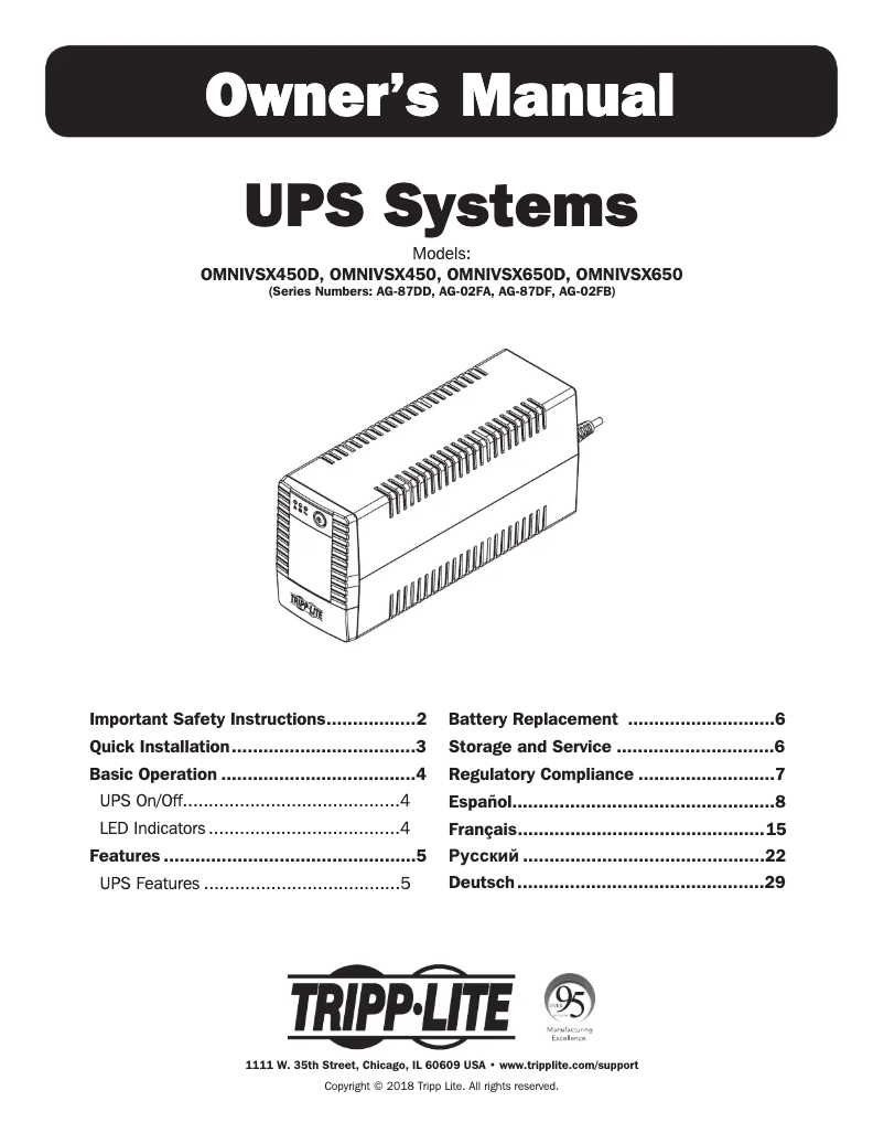 Page n°1 - Manuel utilisateur Tripp Lite OMNIVSX650