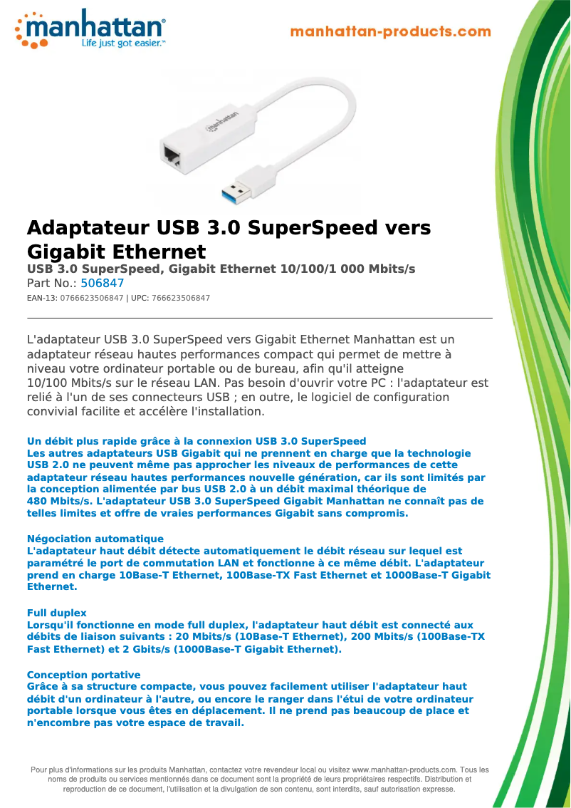 Page 1 de la notice Fiche technique Manhattan 506847