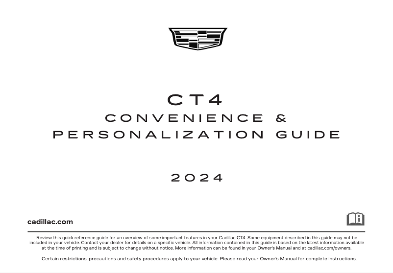Page 1 de la notice Guide de démarrage rapide Cadillac CT4 (2024)
