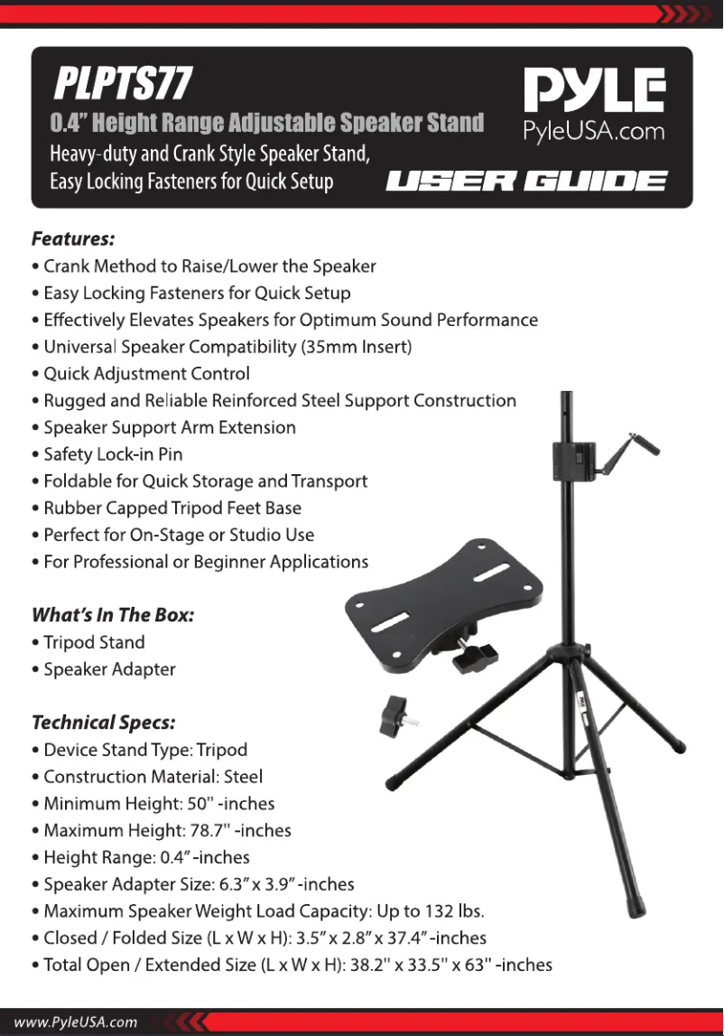 Page n°1 - Manuel utilisateur Pyle PLPTS77