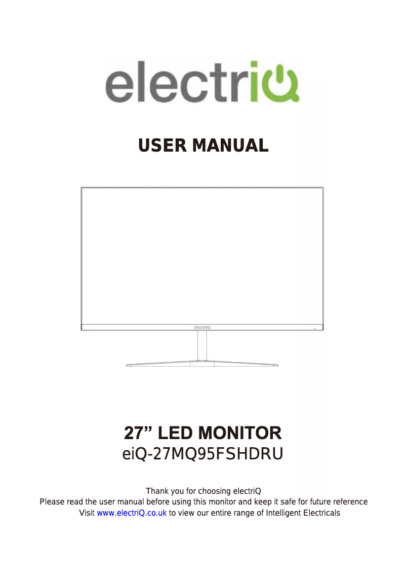 Page n°1 - Manuel utilisateur ElectriQ eiQ-27MQ95FSHDRU