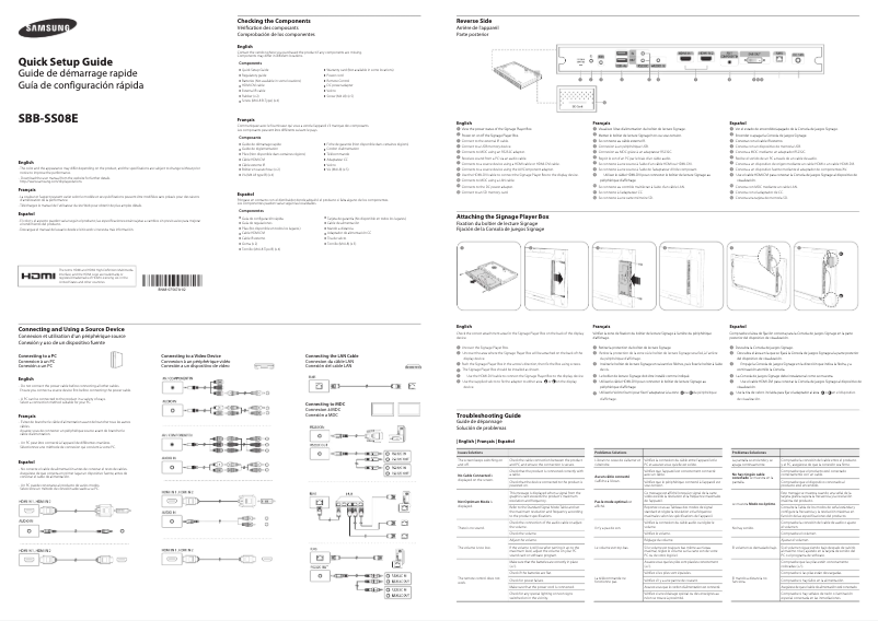 Page n°1 - Guide d'installation Samsung SBB-SS08E