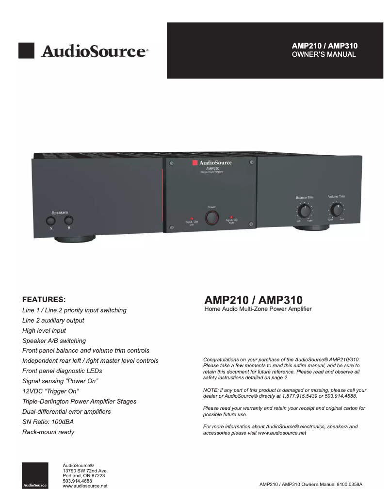 Imagen de la primera página del manual del dispositivo AMP310