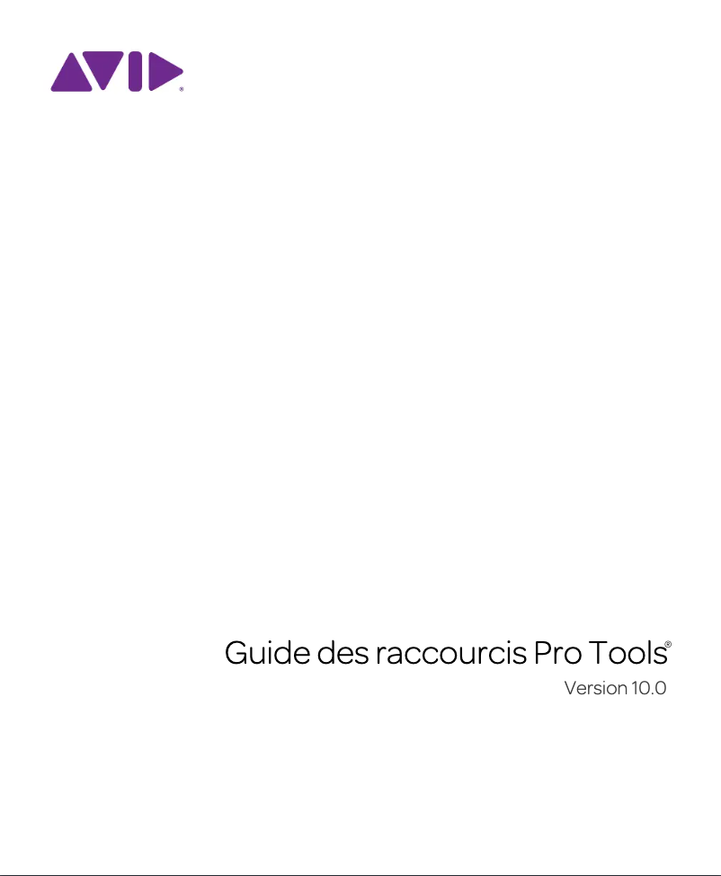 Page 1 de la notice Guide de démarrage rapide Avid Pro Tools 10.0