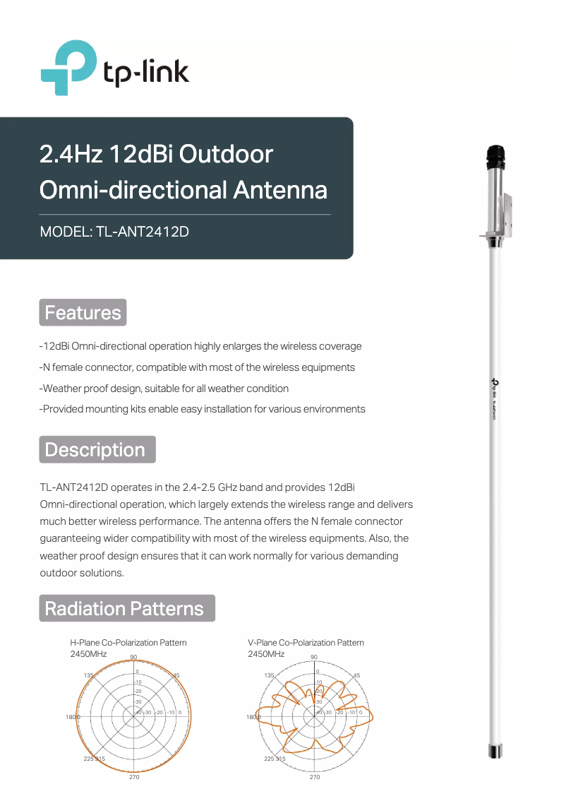 Page n°1 - Manuel utilisateur TP-Link TL-ANT2412D