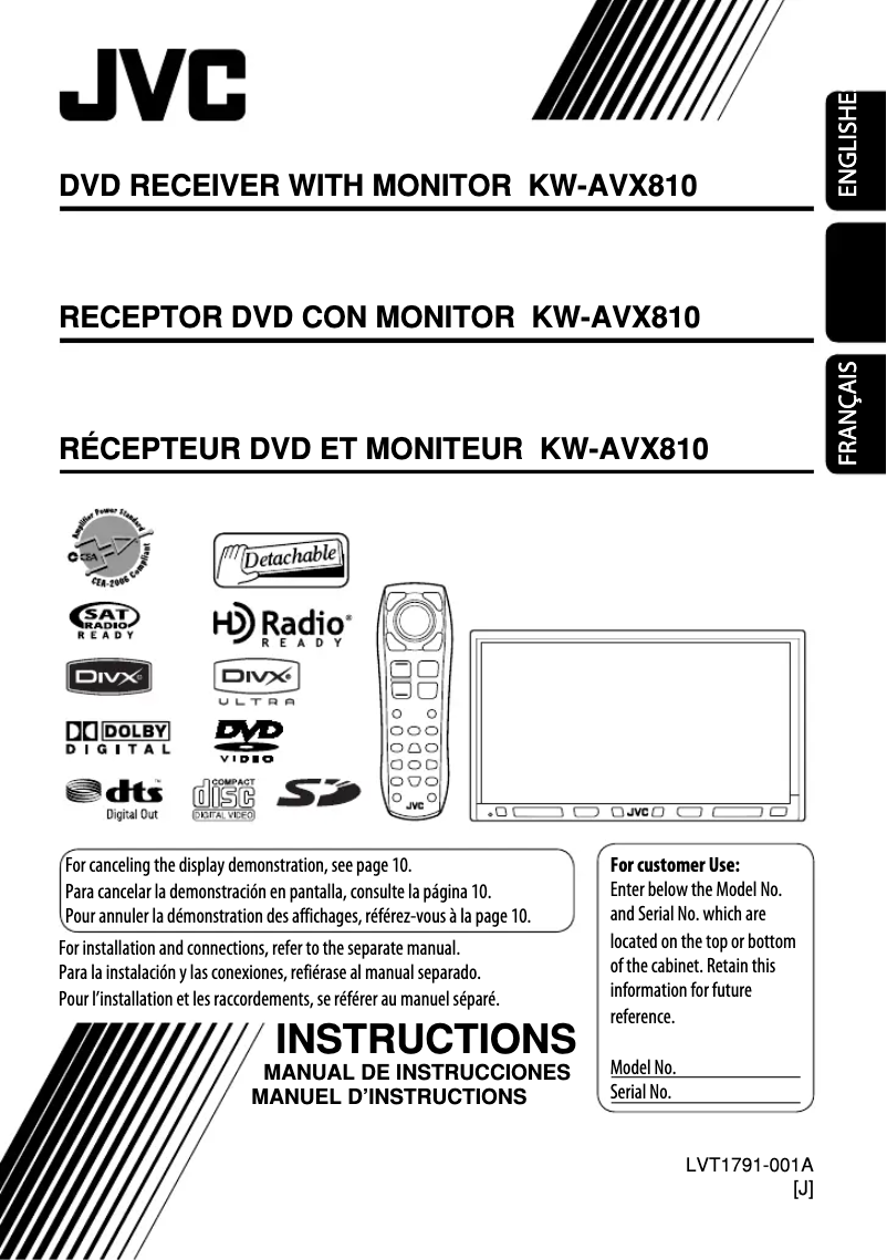 Image de la première page du manuel de l'appareil KW-AVX810EE