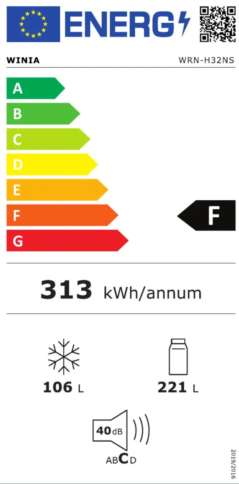 Page n°1 - Label énergétique Winia WRN-H32NS