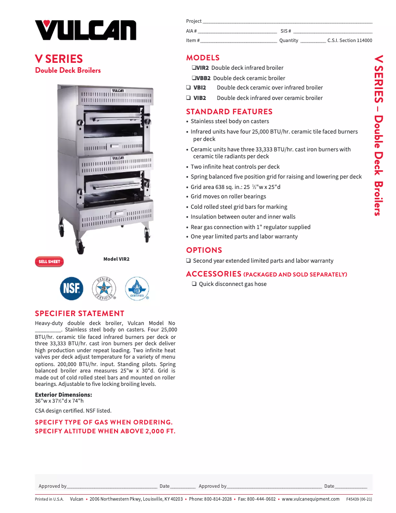 Page n°1 - Fiche technique Vulcan VBI2