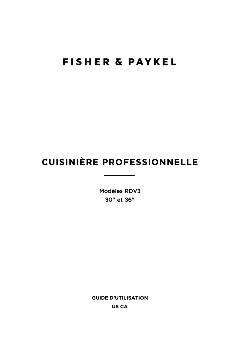 Page 1 de la notice Manuel utilisateur Fisher & Paykel RDV3-304-N