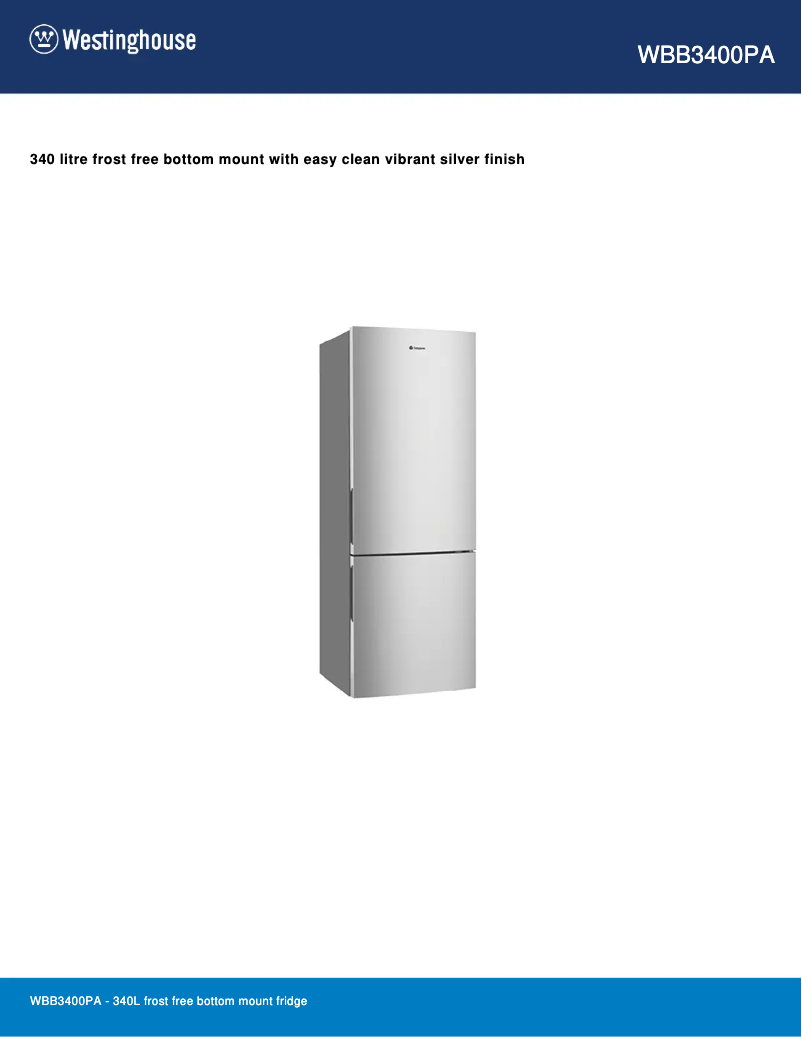 Image de la première page du manuel de l'appareil WBB3400PA