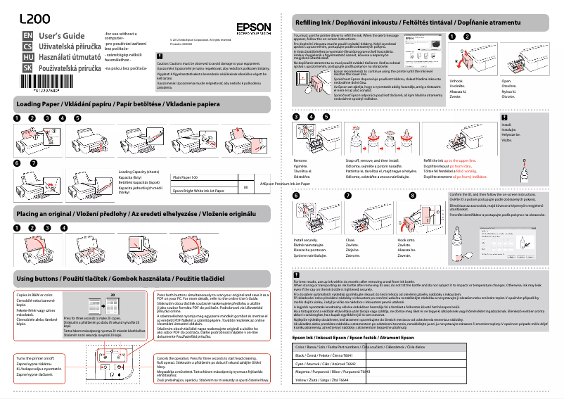 Page n°1 - Manuel utilisateur Epson L200