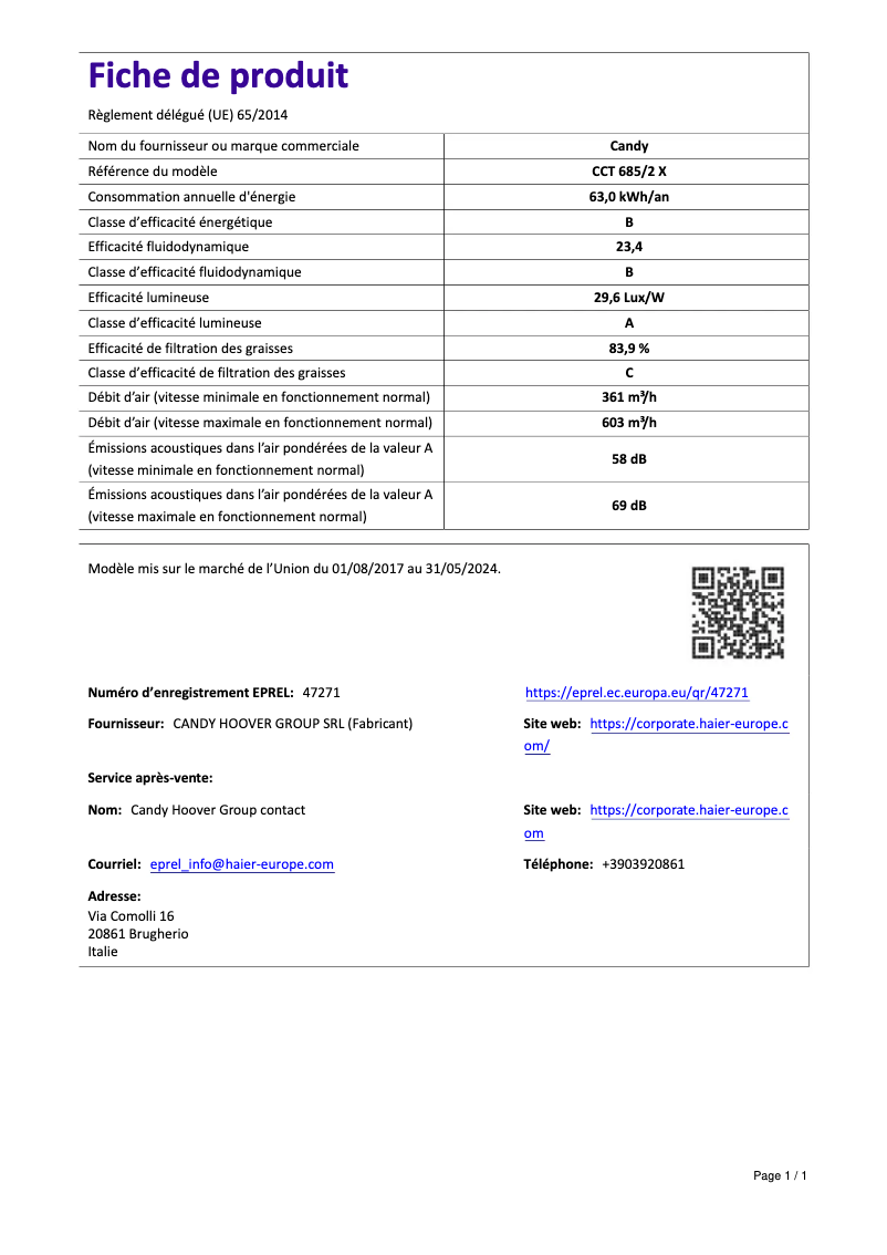 Page n°1 - Manuel utilisateur Candy CCT 685/2 X