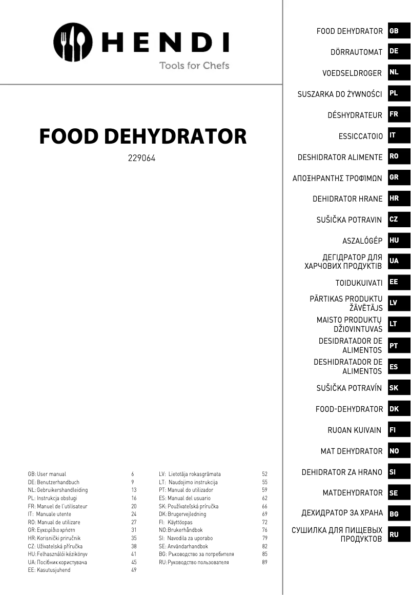 Page 1 de la notice Manuel utilisateur Hendi 229064