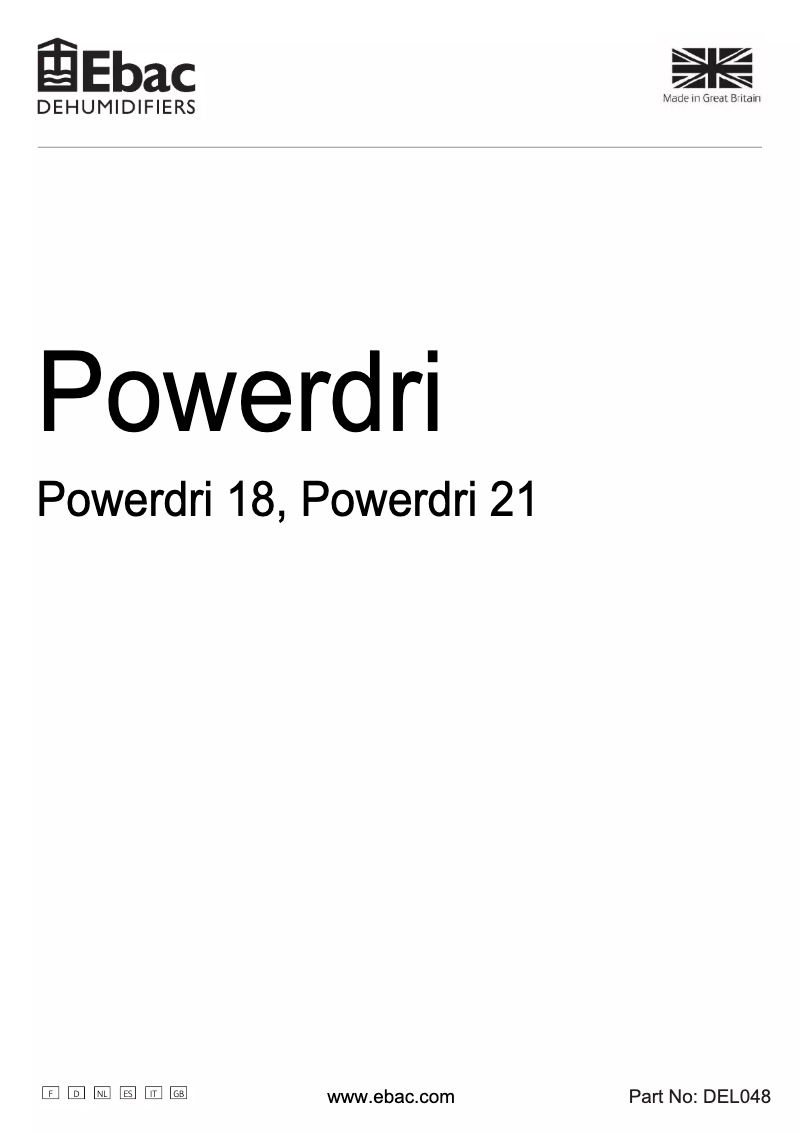 Page 1 de la notice Manuel utilisateur Ebac Powerdri 18