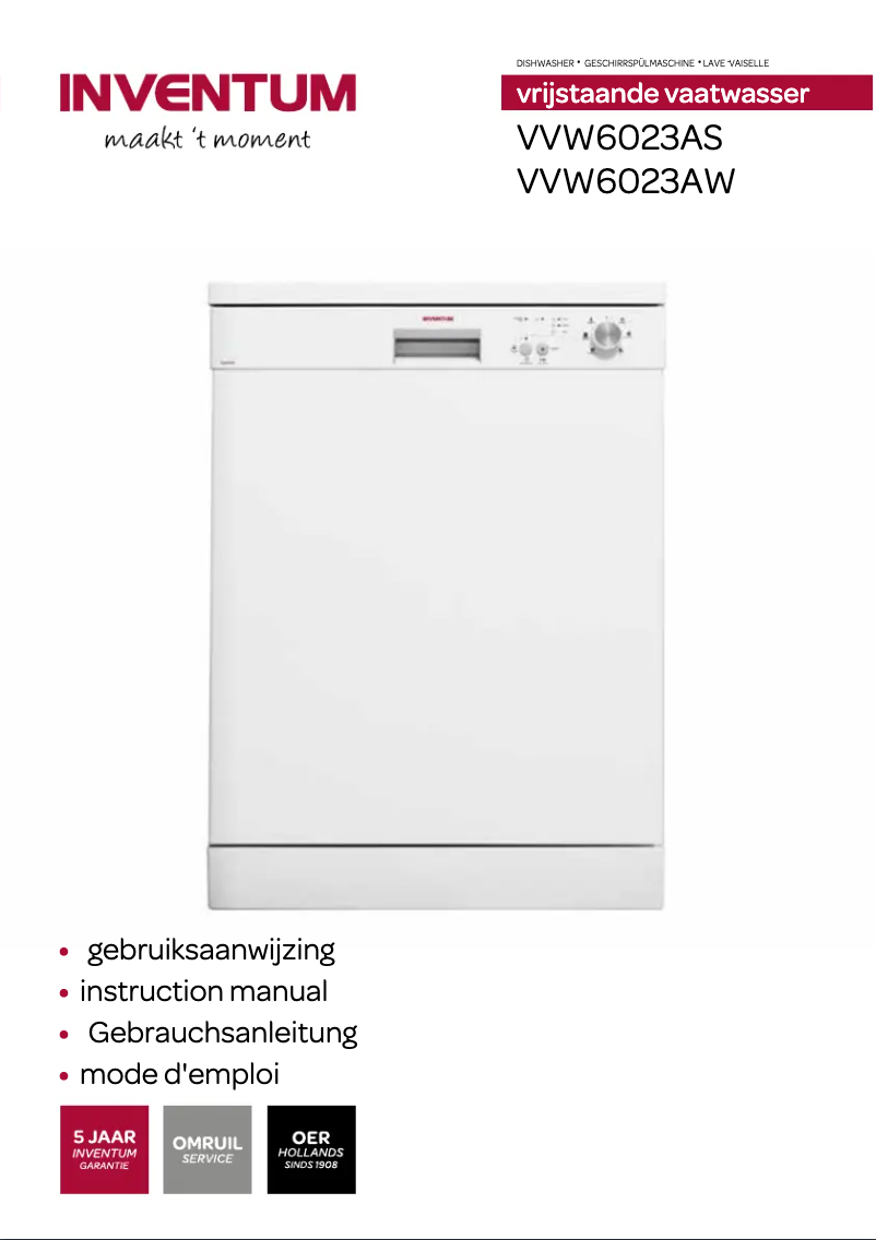 Image de la première page du manuel de l'appareil VVW6023AW