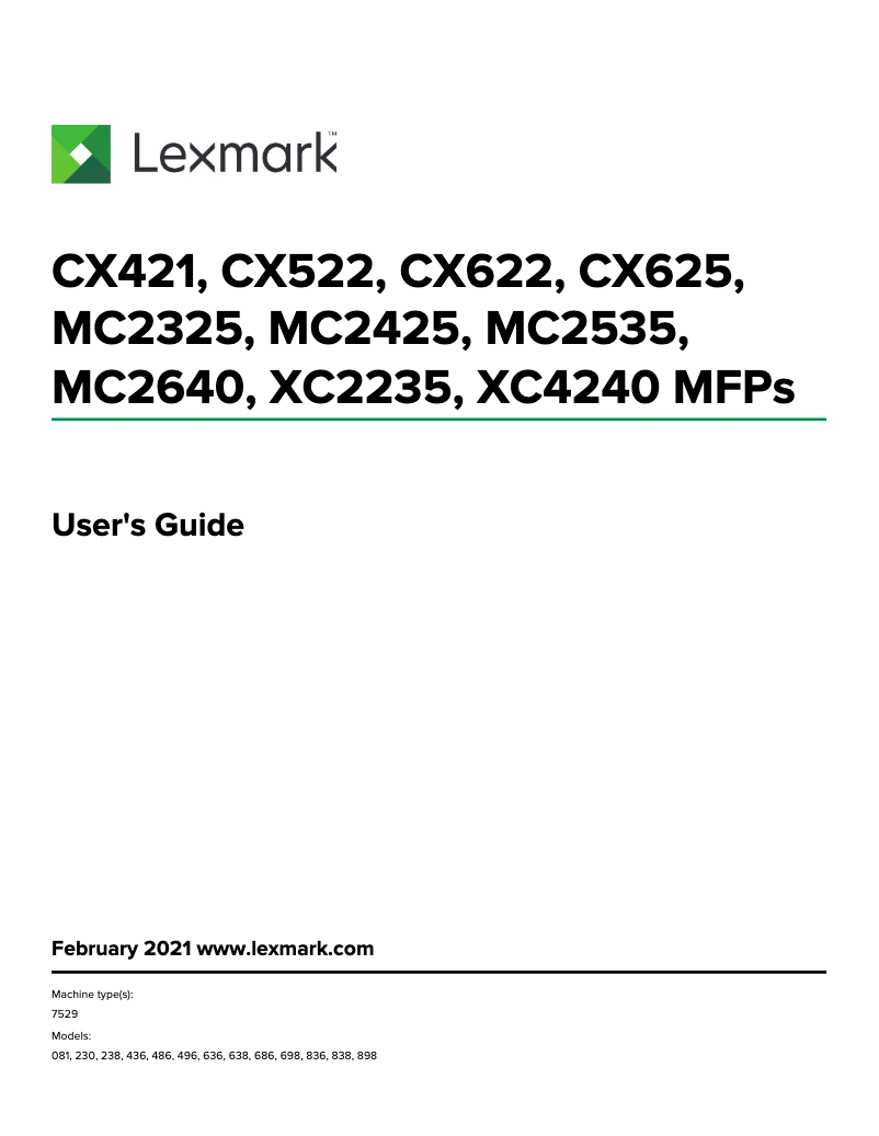 Página 1 del manual Manual de usuario Lexmark CX522ade