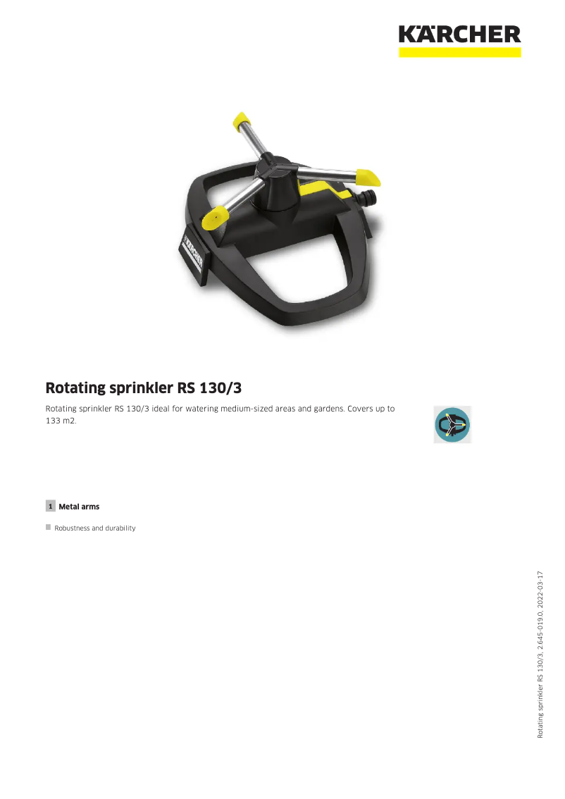 Page 1 de la notice Manuel utilisateur Kärcher RS 130/3