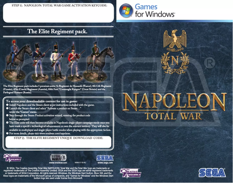 Page n°1 - Manuel utilisateur Sega Napoleon: Total War Collection (Windows)