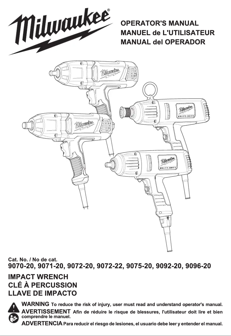 Page n°1 - Manuel utilisateur Milwaukee 9072-20