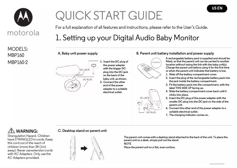 Page n°1 - Manuel utilisateur Motorola MBP160-2