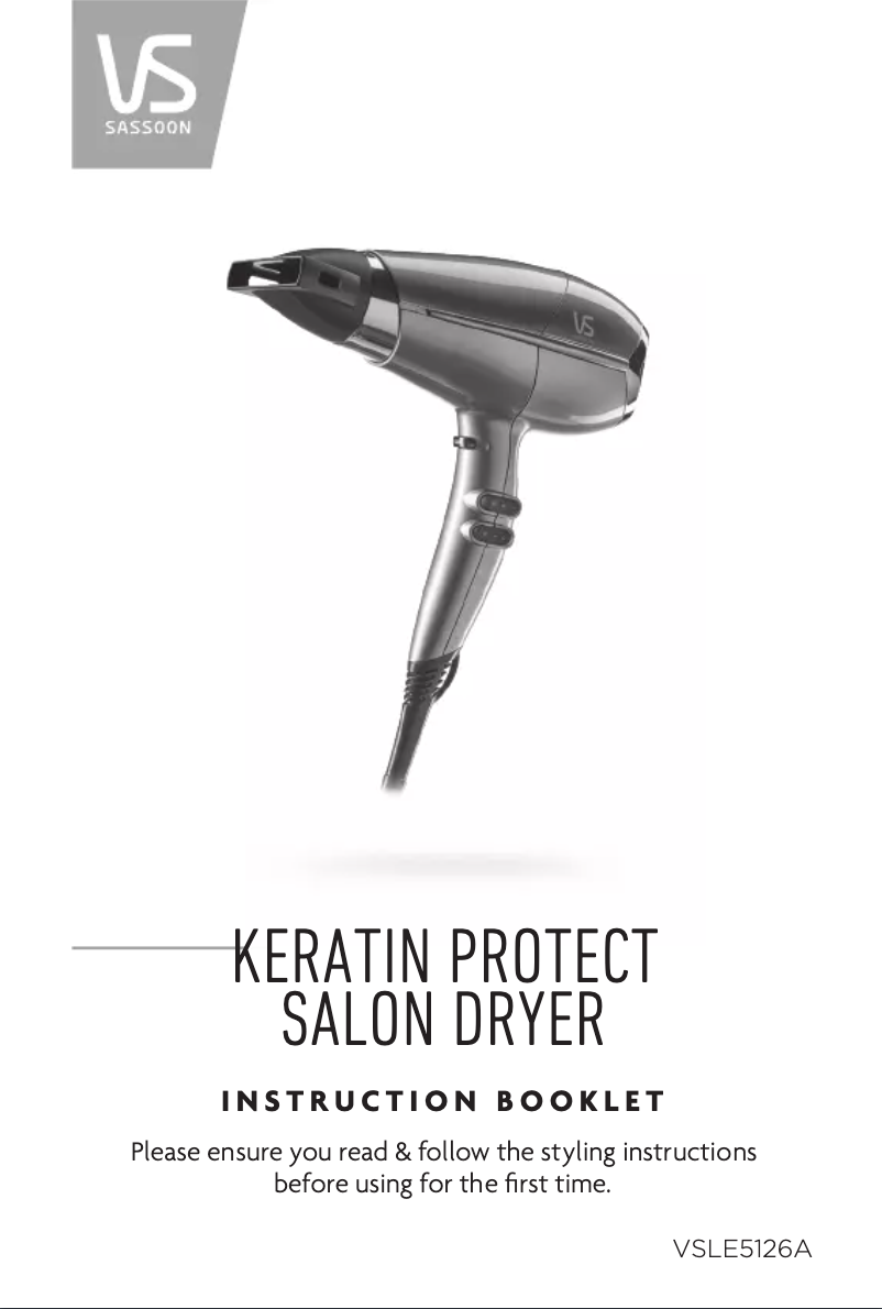 Image de la première page du manuel de l'appareil Keratin Protect VSLE5126A