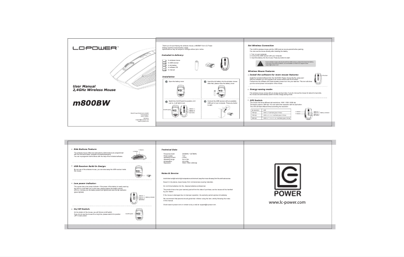 Page 1 de la notice Manuel utilisateur LC-Power m800BW