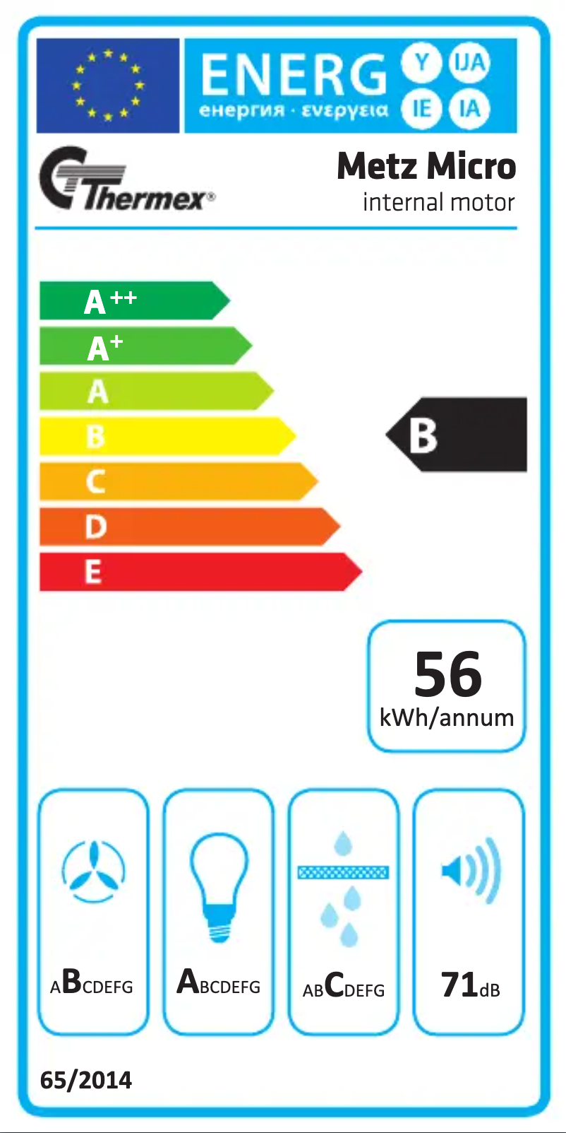 Page 1 de la notice Label énergétique Thermex Metz Micro