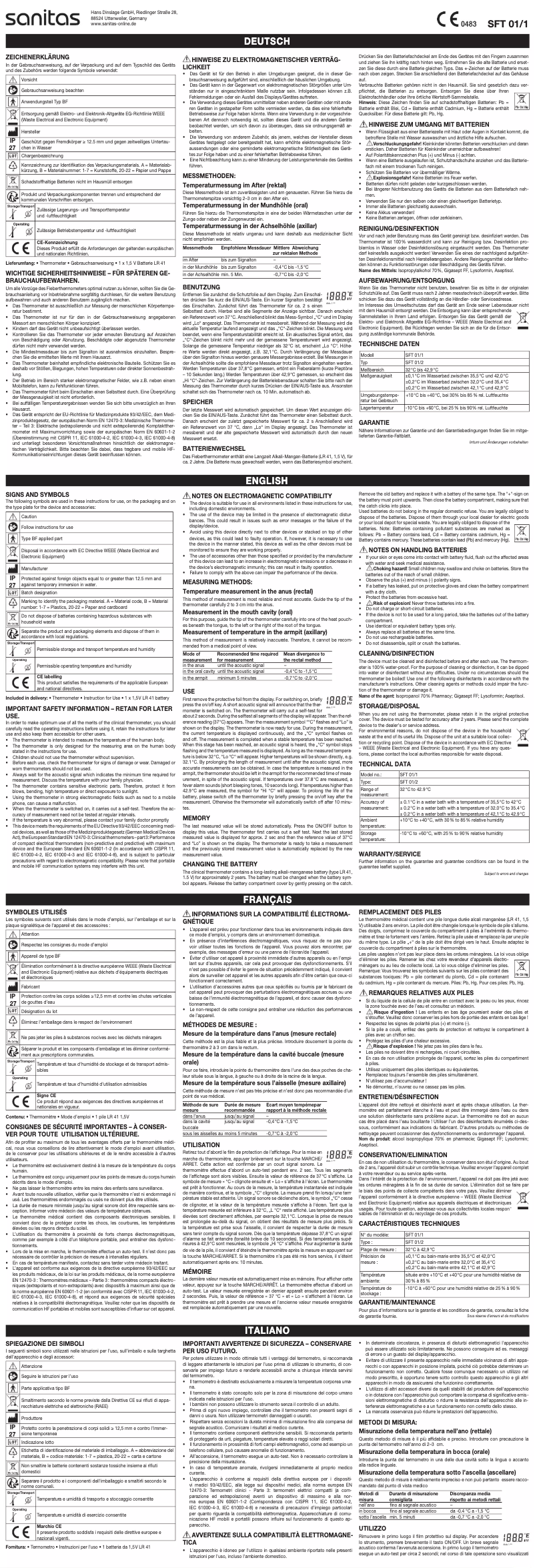 Image de la première page du manuel de l'appareil SFT 01/1