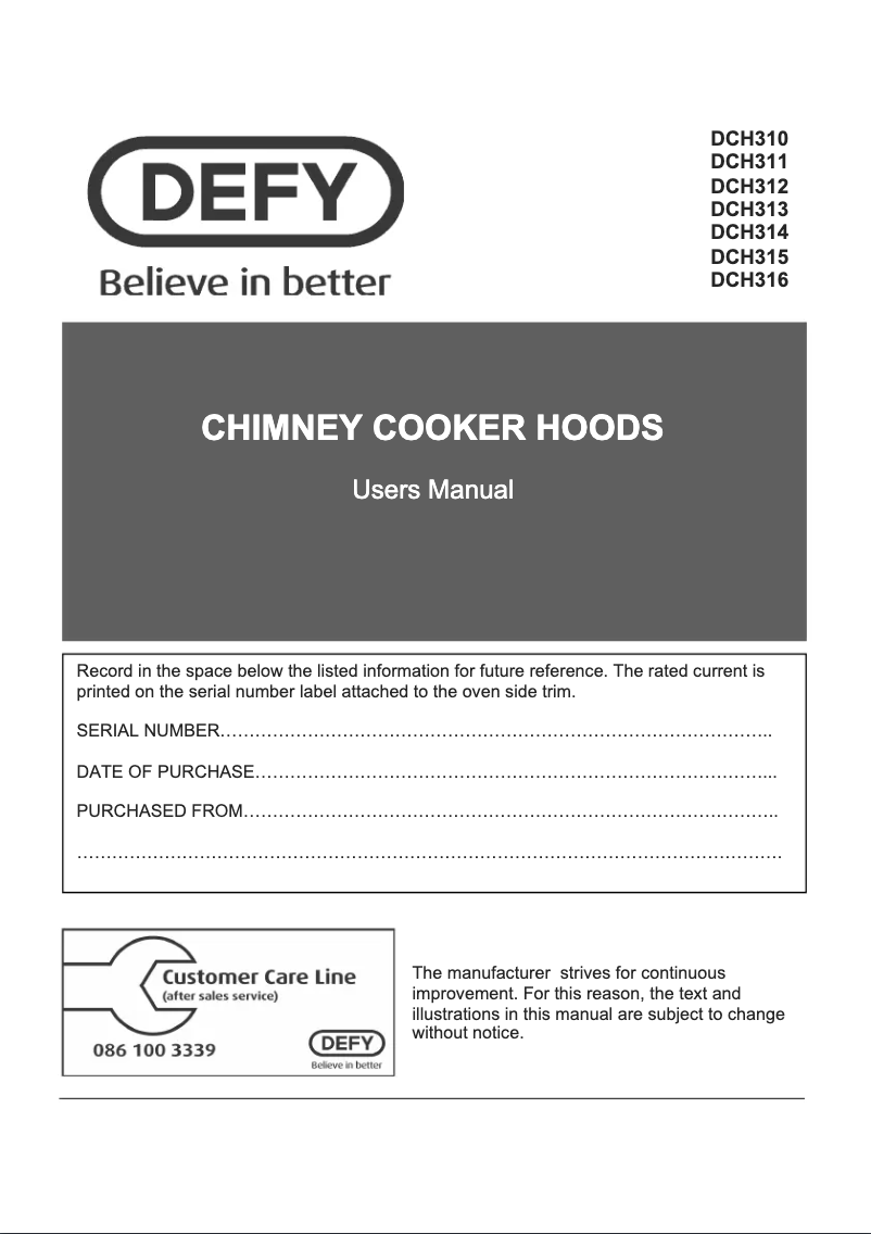 Page n°1 - Manuel utilisateur Defy DCH 314