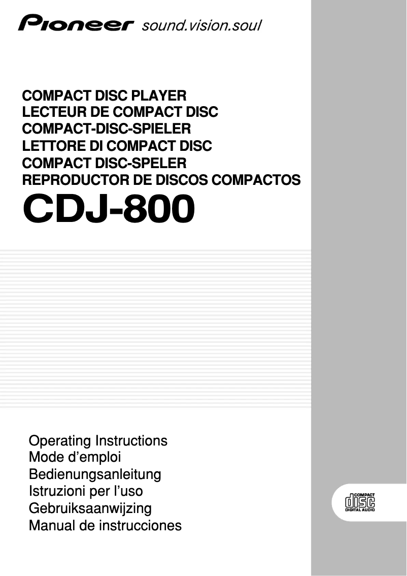 Page n°1 - Manuel utilisateur Pioneer CDJ-800