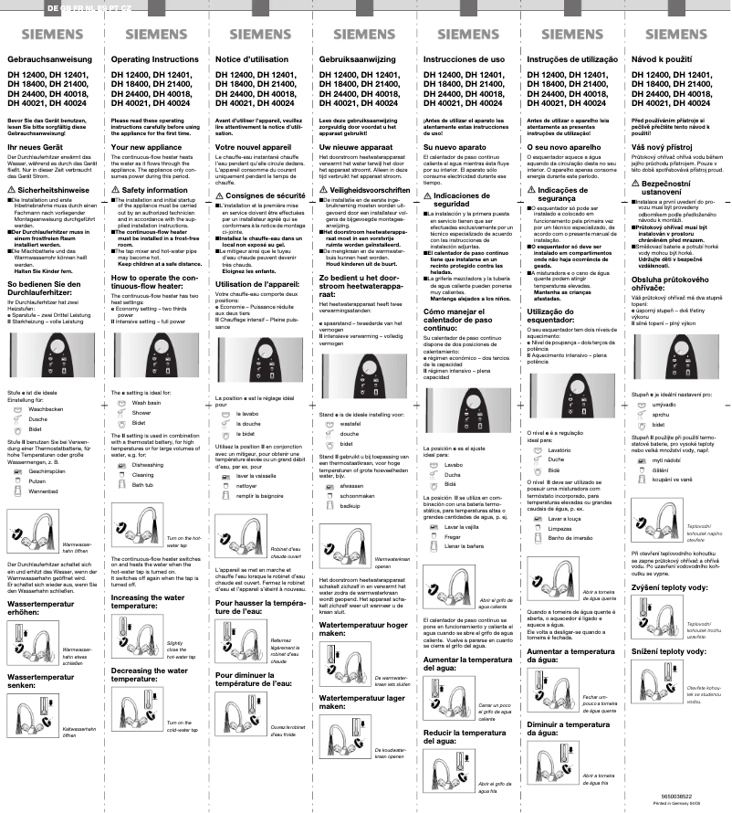Page 1 de la notice Manuel utilisateur Siemens DH12401