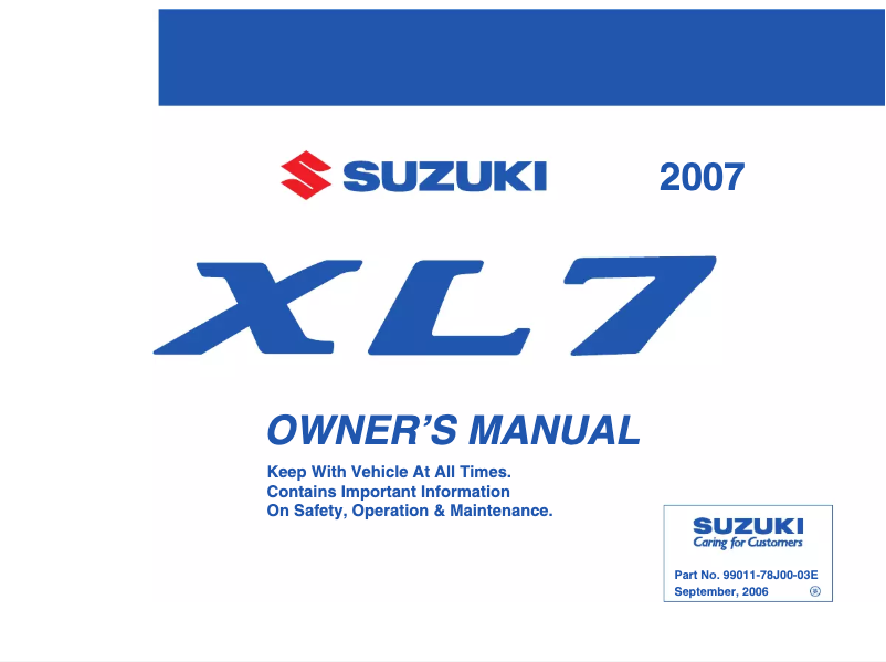 Image de la première page du manuel de l'appareil XL7 (2007)