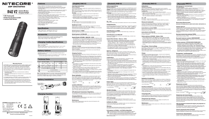 Page 1 de la notice Manuel utilisateur Nitecore R40 V2