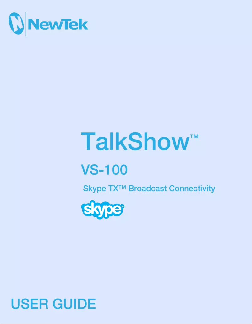 Page n°1 - Manuel utilisateur NewTek TalkShow VS-100