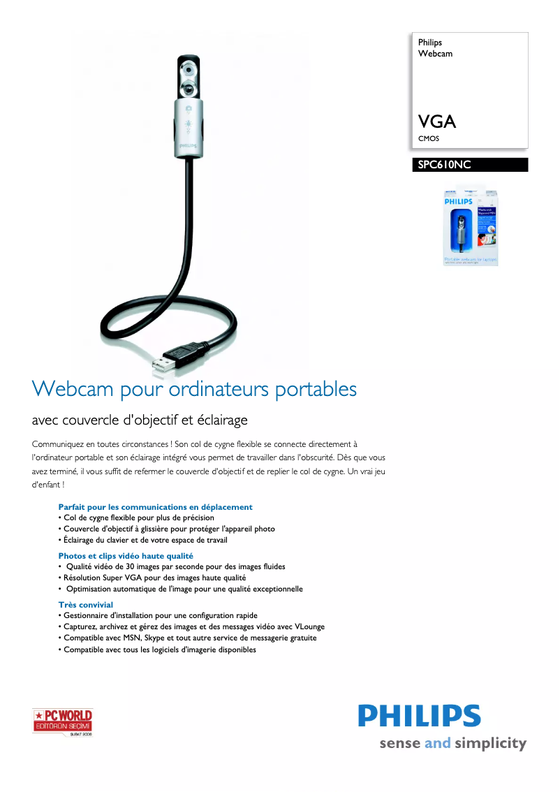 Page n°1 - Fiche technique Philips SPC610NC