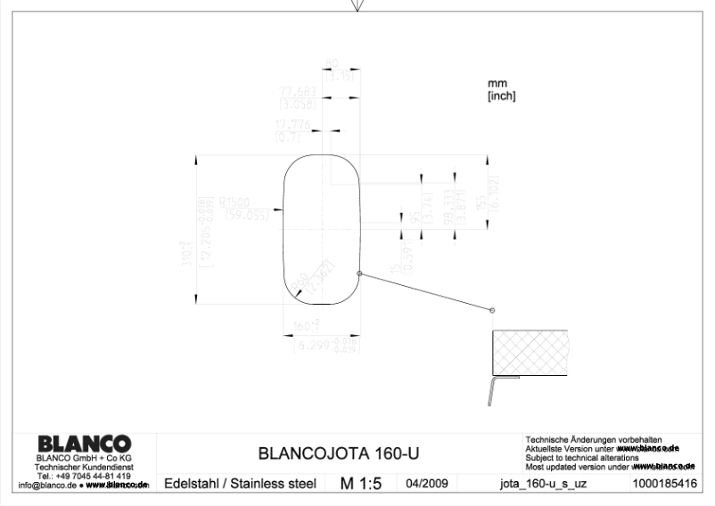 Page 1 de la notice Manuel utilisateur BLANCO JOTA 160-UB
